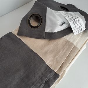 Veretex Color Block 50" x 95" 100% Linen Grommet Curtain Panel (1 panel)